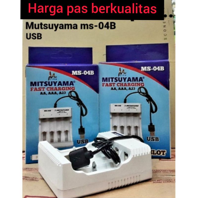 Charger MITSUYAMA Ms-04B USB untuk Aa/Aaa 1.2v isi 4 slot USB kualitas terbaik terpercaya