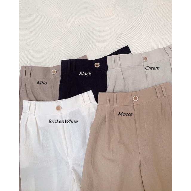 TERBARU- Yura Kulot Bahan Linen / Kulot Wanita JUMBO / Kulot Hightwaist Premium-Black