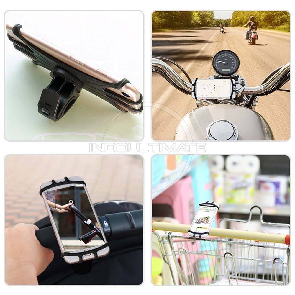 1Pcs Stand Holder Smartphone Sepeda Motor Rotasi 360 ° Universal HP Holder Silicone HP Motor THP-01 Dudukan Ponsel Sepeda Silikon Dudukan Telepon Sepeda Motor Universal