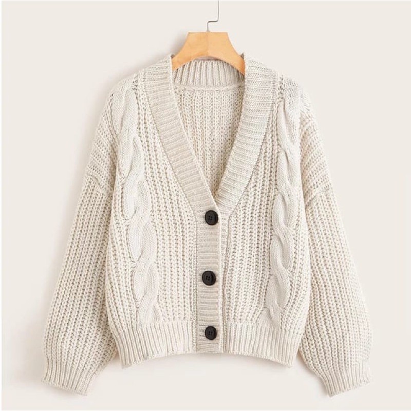 Cable Cardy Outer Rajut Tebal / Cardigan Rajut Kancing Terbaru / Outer Cardigan Wanita Bahan Rajut Premium