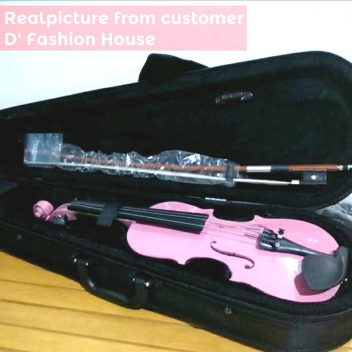 ORI Import Natural Pink 1/8 Violin Biola Accoustic with Case Bow Rosin Kualitas Terbaik