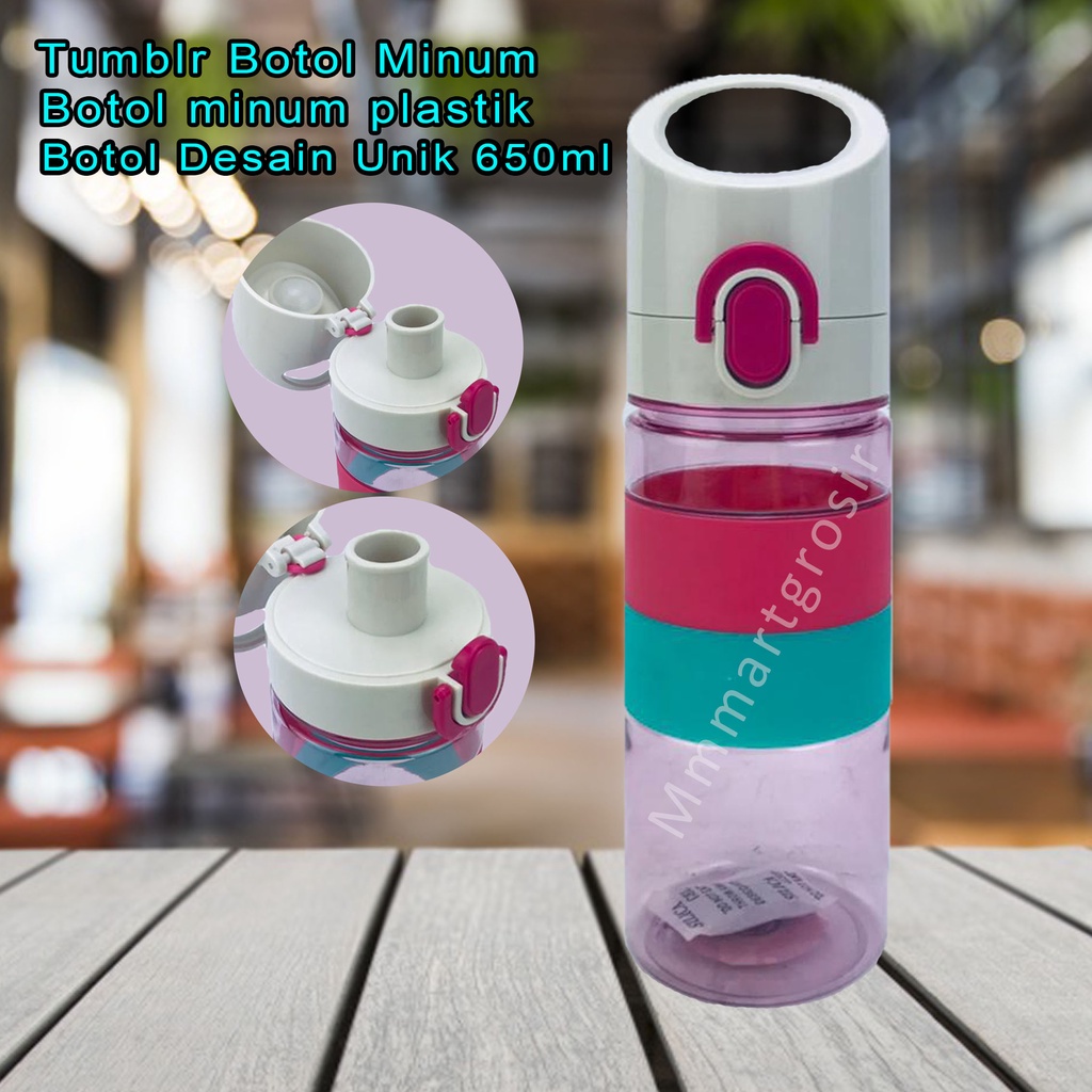 Tumblr Botol Minum /Botol minum plastik / Warna pink/hijau Desain Unik / 650ml