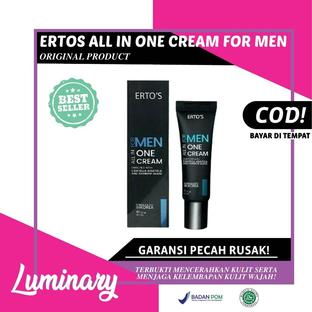 ERTOS ALL IN ONE CREAM FOR MEN KRIM PEMUTIH WAJAH PRIA SKINCARE ORIGINAL BPOM