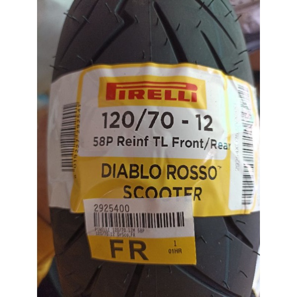 BAN PIRELLI DIABLO ROSSO SCOOTER 120/70 R 12 for Vespa Sprint / GTS / Primavera