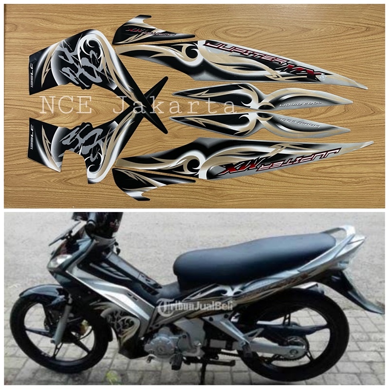 STIKER STRIPING MOTOR JUPITER MX 2008 HITAM SILVER