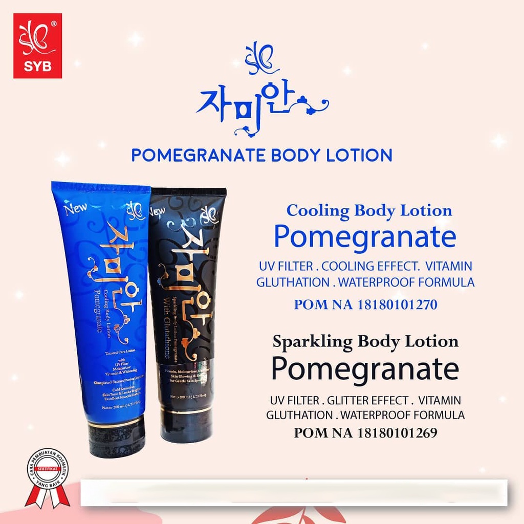 ❤ UNDER100 ❤ SYB Sparkling Body Lotion Whitening Pomegranate | Hand Body Lotion 200ml | Vitamin C | BPOM