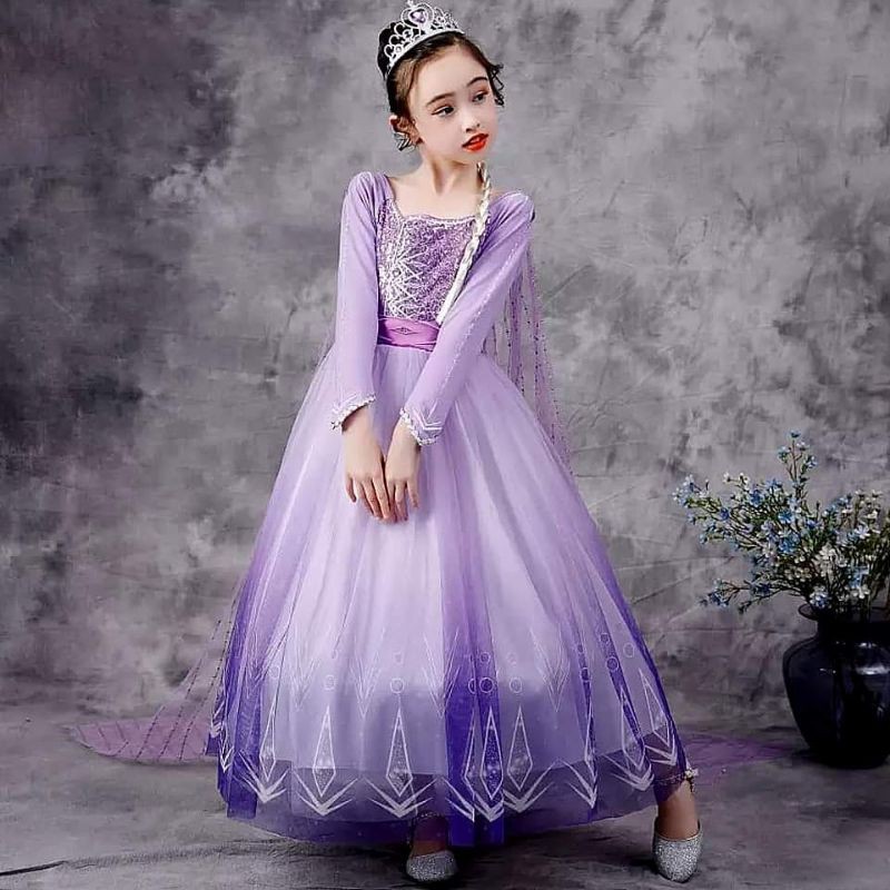 Gaun Anak Perempuan Premium Lilac Sequin Purple