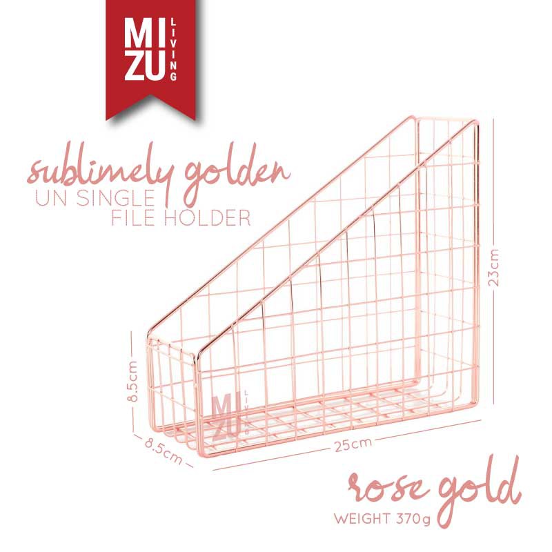 SUBLIMELY GOLDEN UN SINGLE File Holder Magazine Newspaper Rack A4 Box File Emas Desktop Organizer-8