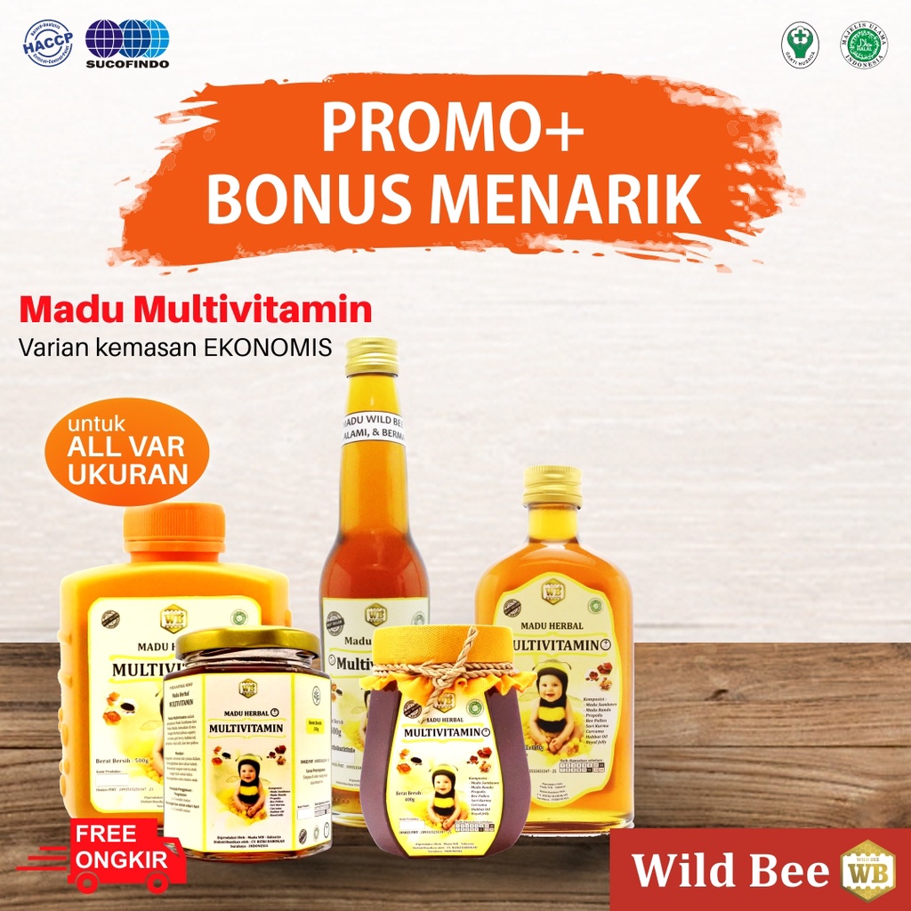 

Madu Anak Multivitamin/Madu Herbal - Garansi Murni & Asli 100% - Wild Bee - Kemasan Sedang
