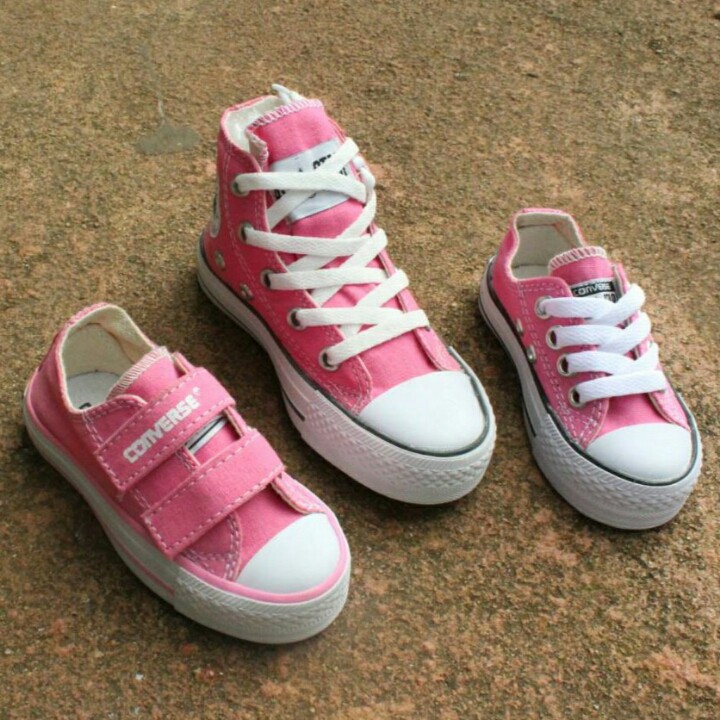 sepatu anak converse high tali pink/ sepatu sekolah anak keren/ converse perekat warna pink