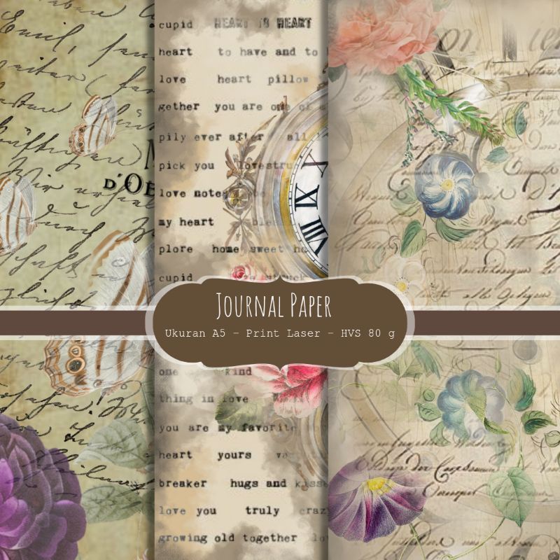 

3 lembar kertas jurnal /scrapbook/old paper/bujo