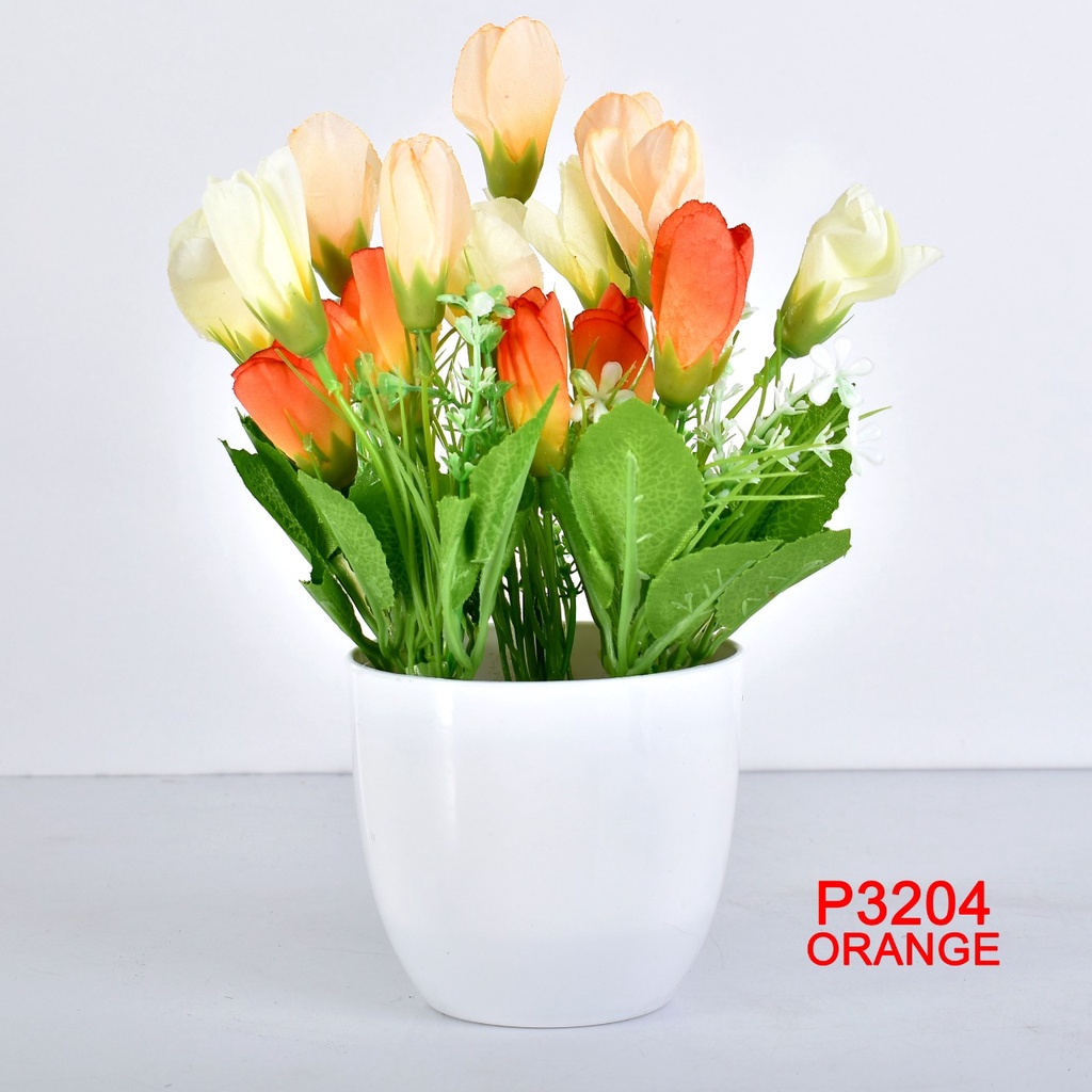 COD / TF11 P3204 ( 1 KILO  MUAT 17PCS )TANAMAN  BUNGA HIAS DEKORASI RUANGAN BUNGA PLASTIK HIAS-ORANGE