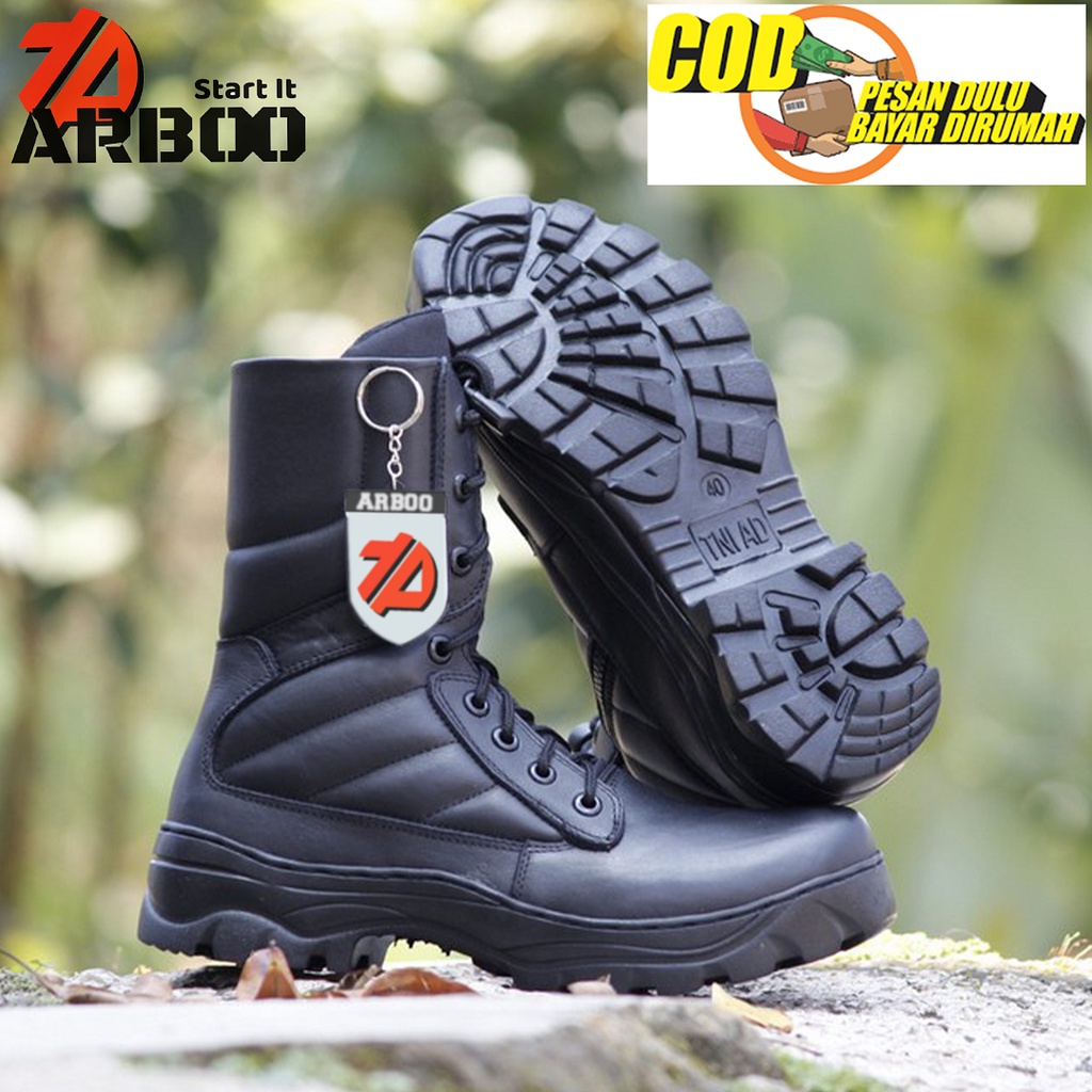 Sepatu PDL TNI POLRI kulit sapi Asli Safety Ujung Besi
