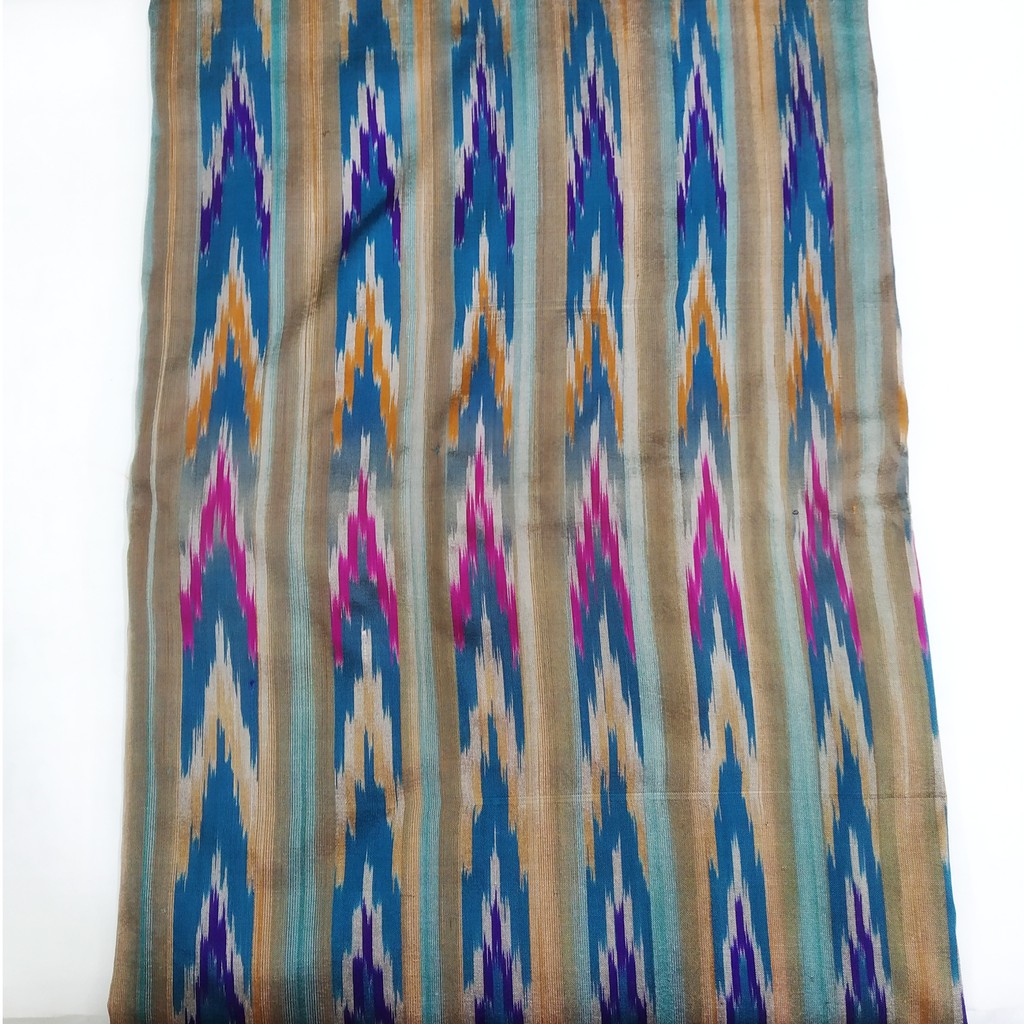 Kain Meteran Sutra Asli 100% Tenun Ikat Motif Co' Bo' Kombinasi Garis