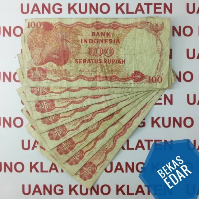 Bekas 100 Rupiah Asli Merpati Goura Tahun 1984 burung dara Mahkota uang kuno kertas Duit Lama Indonesia Original