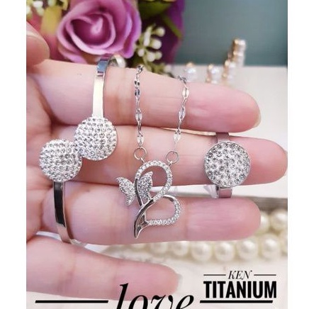 TiTanium set gelang kalung dan cincin yOww91823