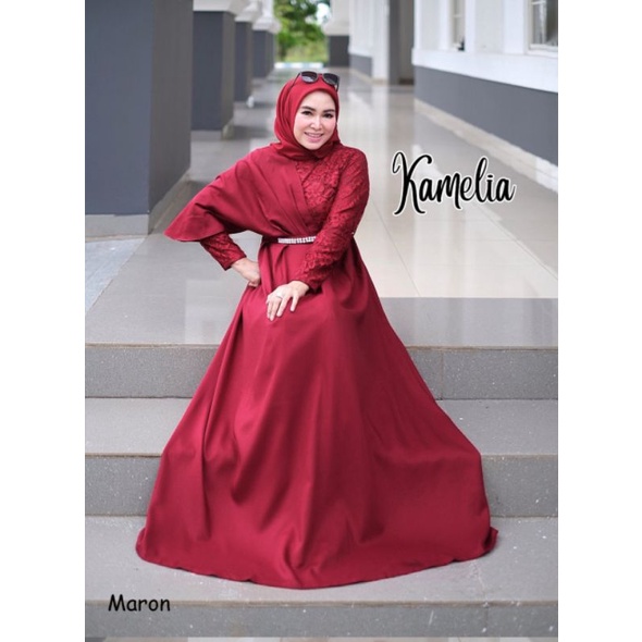 KAMELIA Gamis Pesta Mewah Maxi Dress Pesta Muslimah