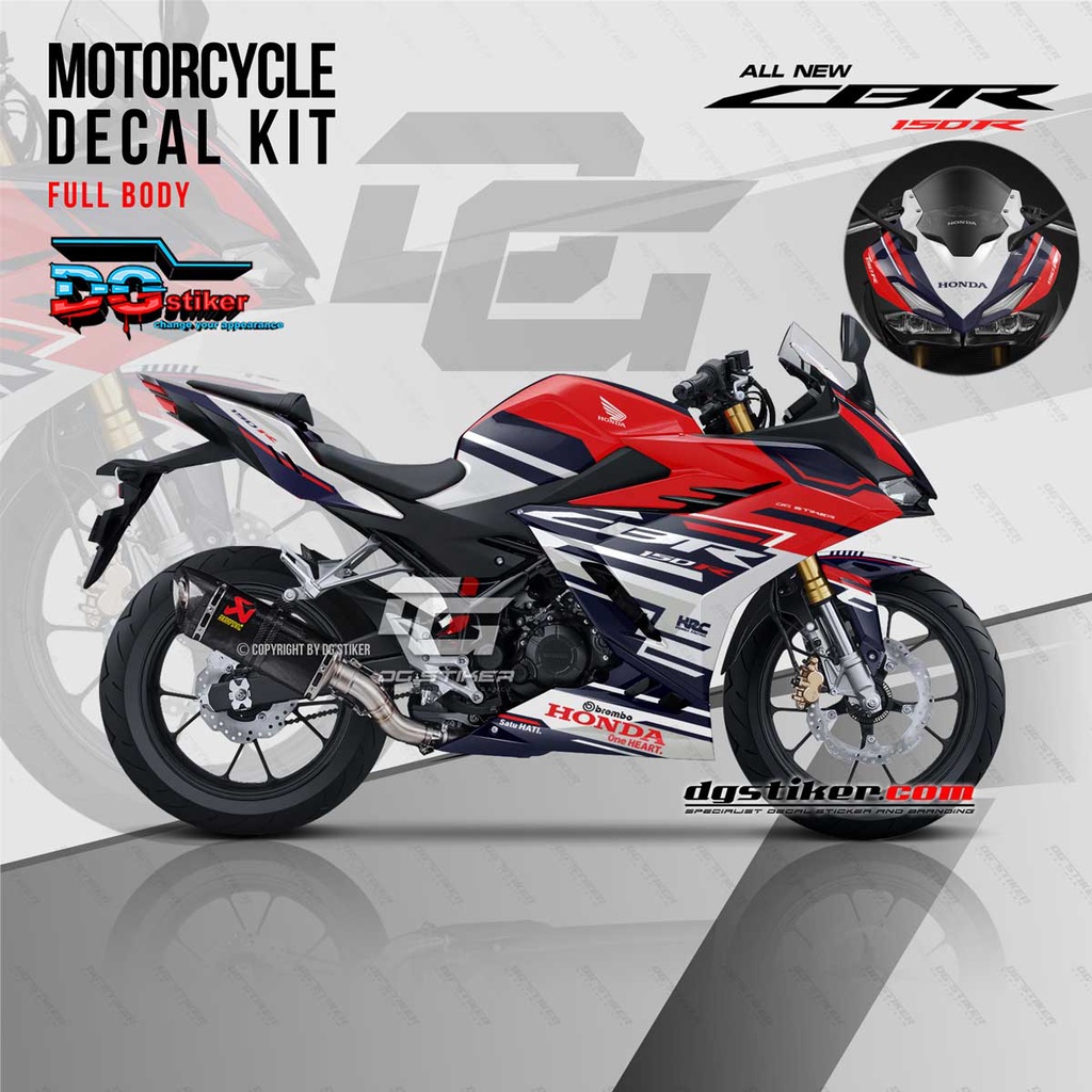 Decal Sticker CBR150R K45R Merah Biru Hitech Terbaru Striping Full Body All New CBR 150R K45R 2021