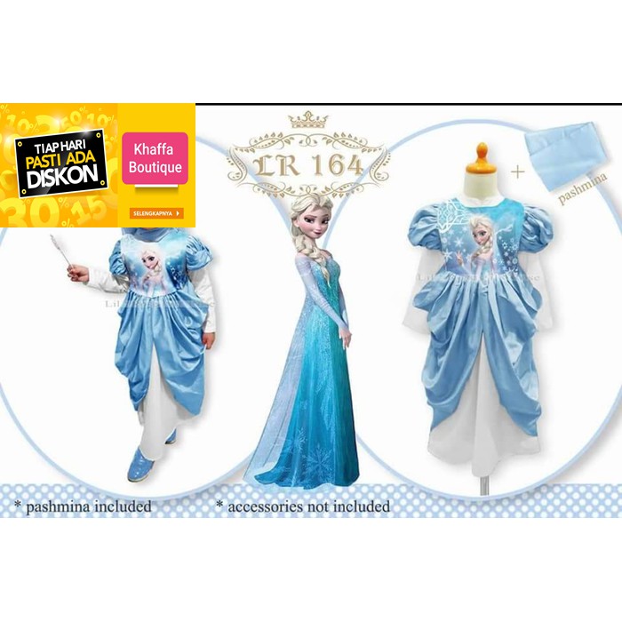 GAMIS ANAK PEREMPUAN ELSA FROZEN SIZE TEEN BAJU MUSLIM ANAK IMPORT LIL'ROSE 164  CY