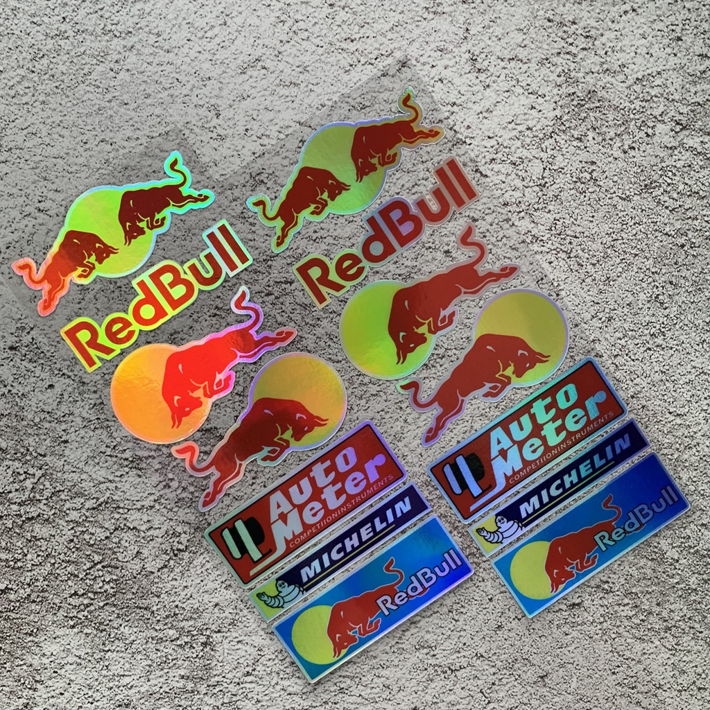 Stiker Reflektif Motif Logo Red Bull Untuk Helm Motor HONDA