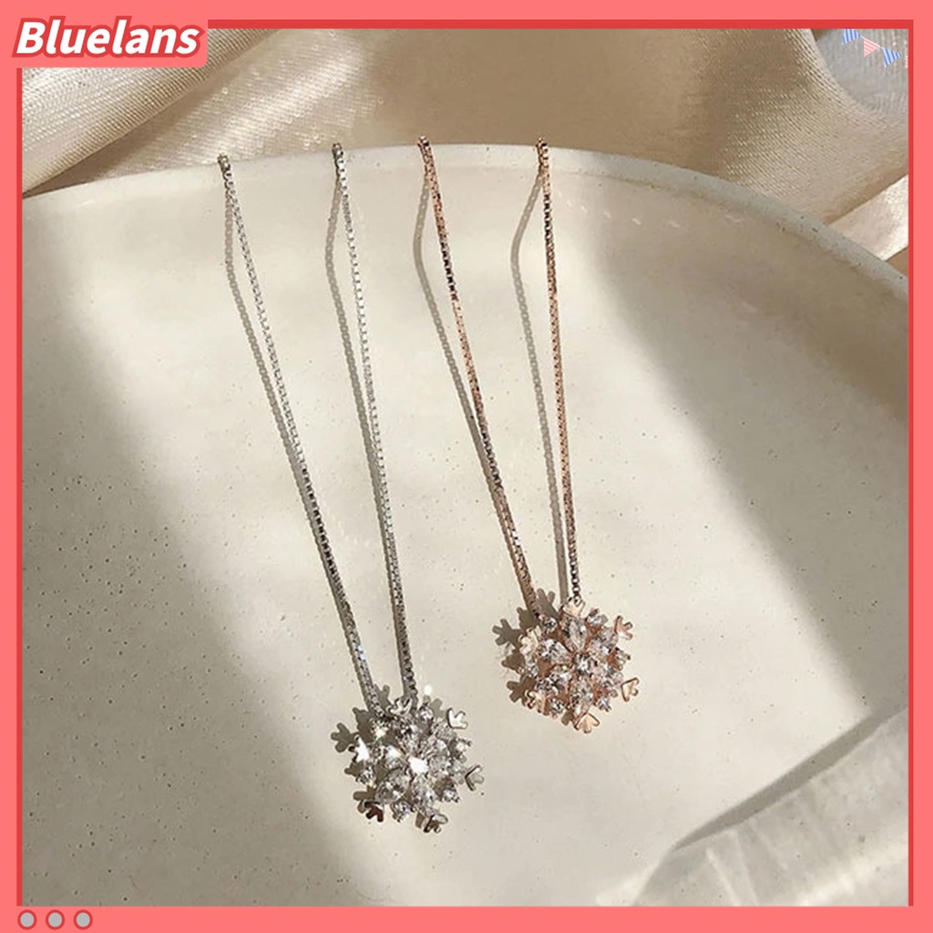 Kalung Liontin Geometris Snowflake Cubic Zirconia Tahan Aus Untuk Wanita