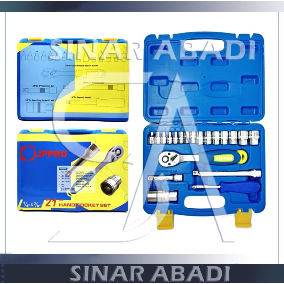 KUNCI SOK SOCK SET LIPPRO 21 PCS 6 PT -SHOCK SET 1180M KUNCI SOCK SOCKET WRENCH