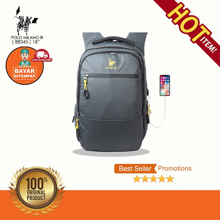 BEST PRODUK TAS RANSEL Tas Pria IMPORT POLO MILANO - 88345 - TAS RANSEL KEKINIAN MODEL CASUAL ANTI AIR