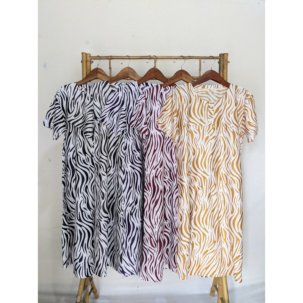 Daster Payung Zebra Midi Panjang Selutut Busui Kekinian Bahan Rayon Premium Nyaman Dress Payung Sant