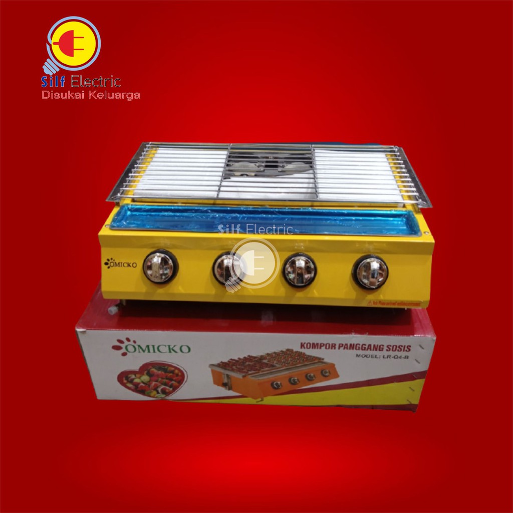 PANGGANGAN SOSIS OMICKO 4 tungku alat pemanggang Ayam Ikan daging + paket selang regulator