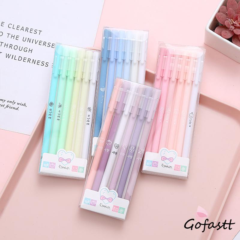 

【COD】6 Pieces Gel Pen Set Morandi Color Student Signature Pen G