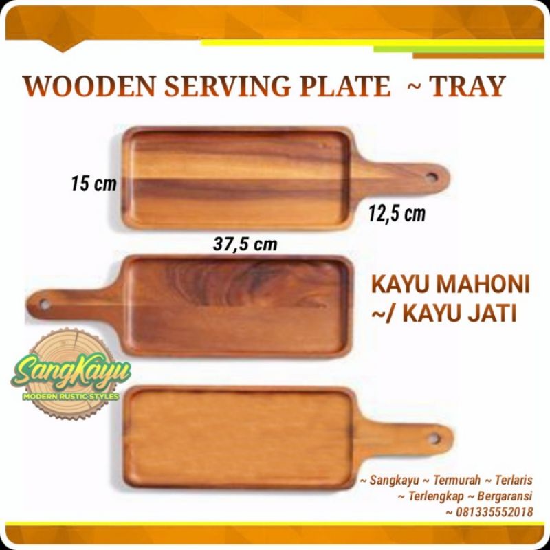 Nampan kayu jati mahoni Wood serving plate kayu talenan piring saji 2 - Kayu mahoni