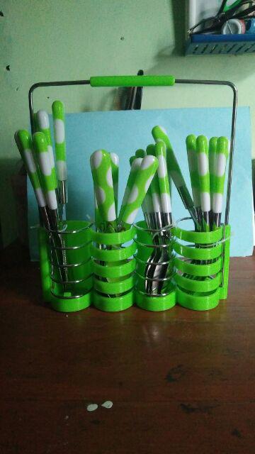 Rantangshop Sendok Fancy Polkadot Cutlery Set Garpu Makan Sendok Teh  Pisau Steak