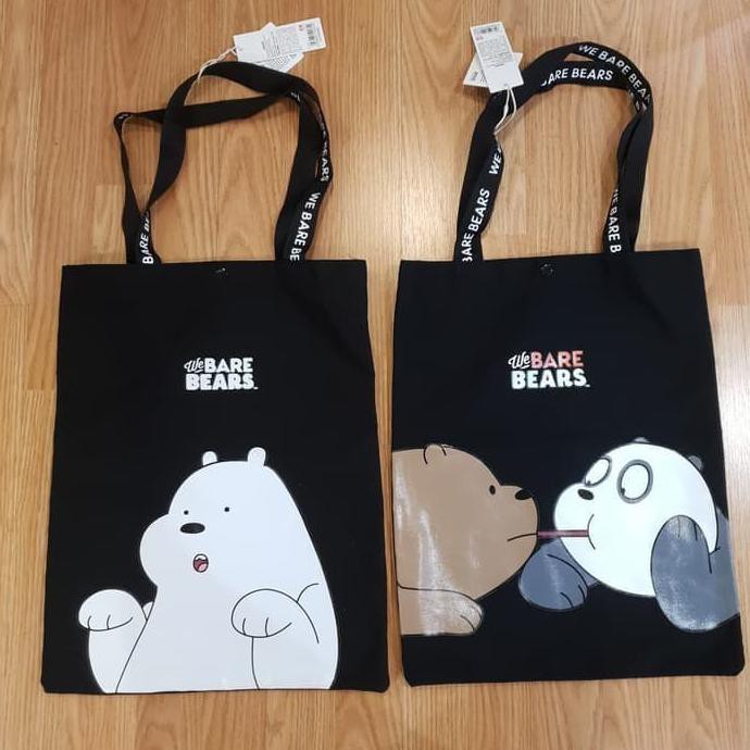 Ready Stok Tas Tote Bag Miniso Japan Original We Bare Bears Grizz Panda Ice Bear MURAH
