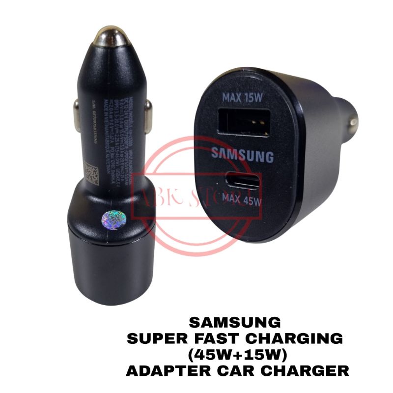 ADAPTER DUAL CAR CHARGER MOBIL SAMSUNG SUPER FAST CHARGING 45W+15W ORIGINAL