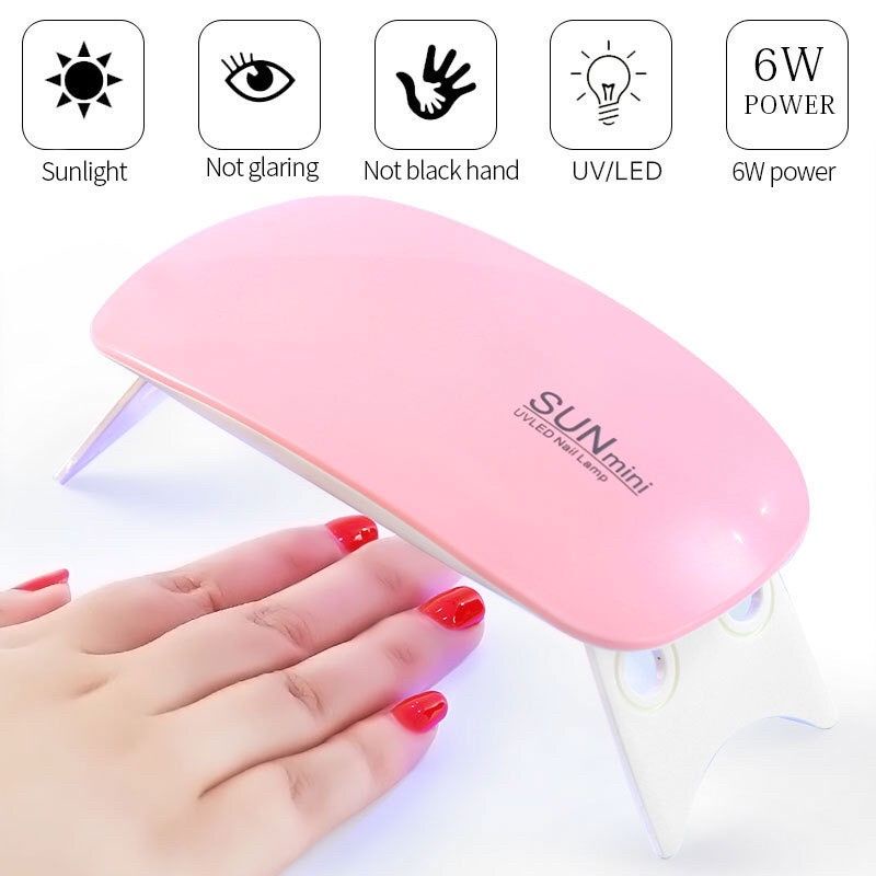 Lampu LED UV Mini 6W Portabel Nail Dryer Untuk Pengering Kutek Gel