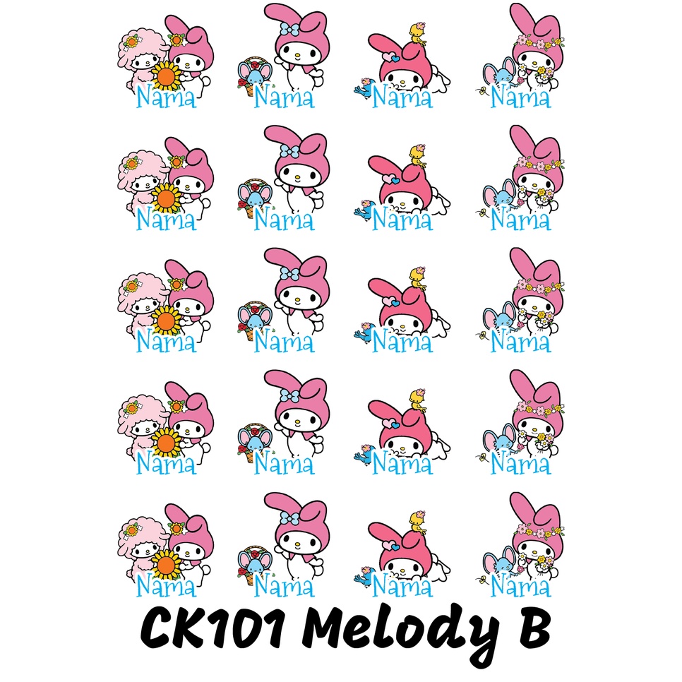 

Sticker Nama Cutting Label Waterproof Tahan Air Melody B (CK101)