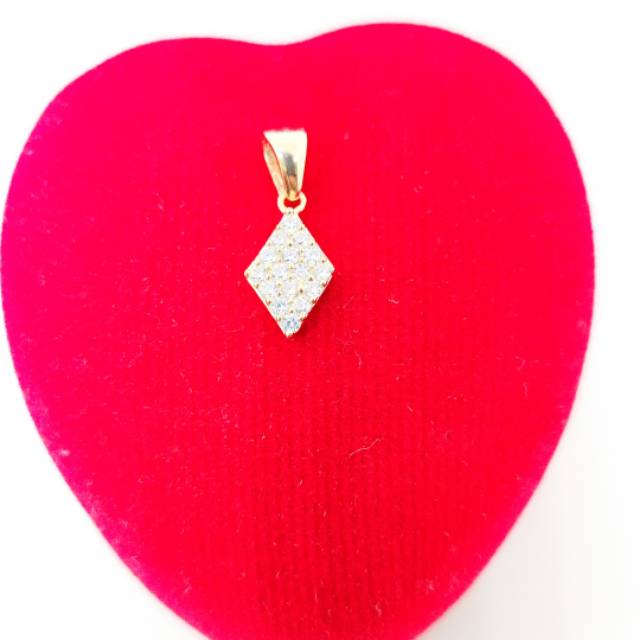 Liontin kotak mata berlian putih full perak asli 925/silver lapisan emas kuning murni.