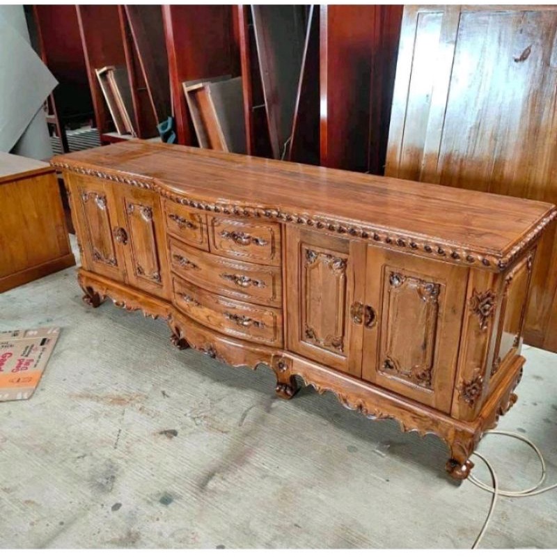 BUFET SALINA CLASIK PANJANG 2 M FURNITURE JATI | BUFET TV SALINA CLASIK KAYU JATI