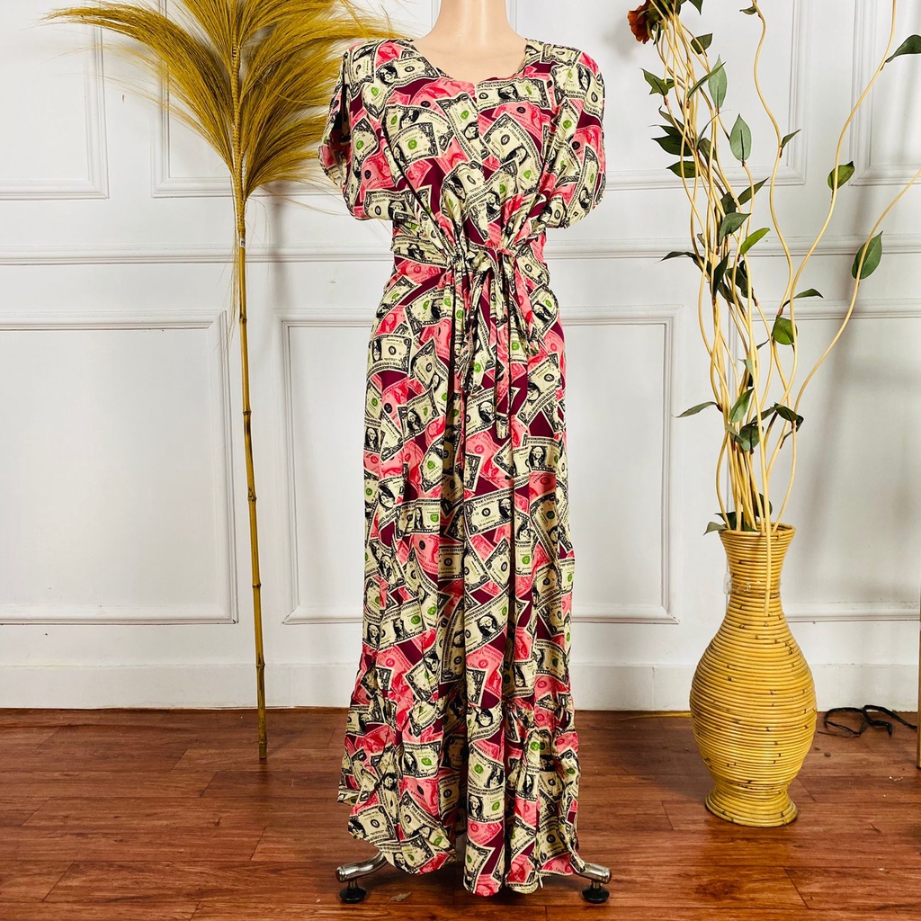 Daster Semata kaki Rayon Manohara Ruffle Busui Panjang Semata Kaki LD 120 Long Dress kekinian - Longdress semata kaki-DollarPink