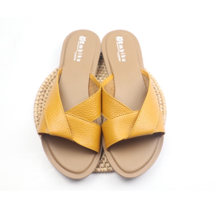 Sandal Wanita Kulit Asli Garut - Sandal Flat Kulit Asli Garut