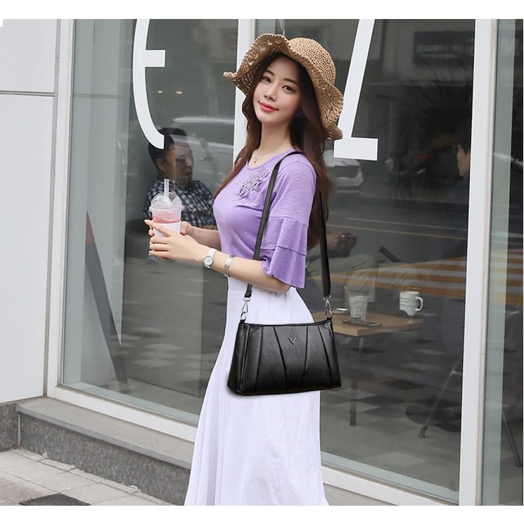BJ81968 - BLACK - TAS SLEMPANG POLOS SIMPLE KECIL CROSSBODY WANITA FASHION IMPORT MODIS ELEGAN TERMURAH TERLARIS TERBARU BAGSTORE JAKARTA TAS BATAM GT1968