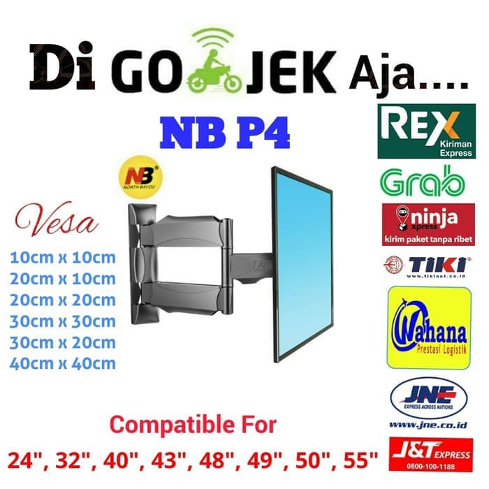 Bracket Lengan LED TV North Bayou P4 32&quot; - 55&quot; ori