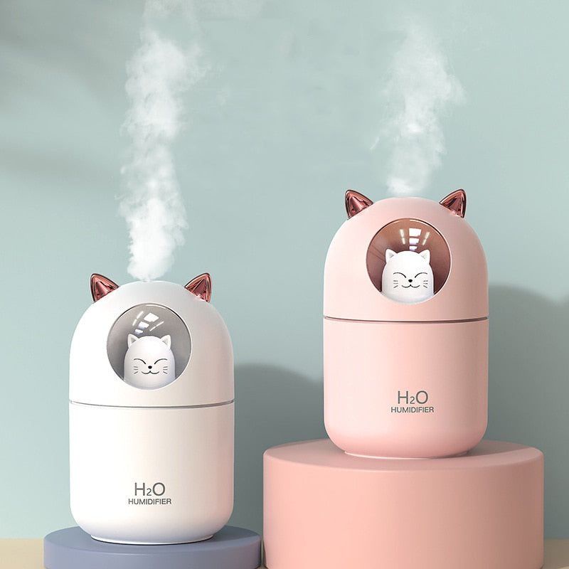 H2O Cat Lamp &amp; Humidifier Diffuser Air Aromatherapy 300ML  - Pelembab Ruangan