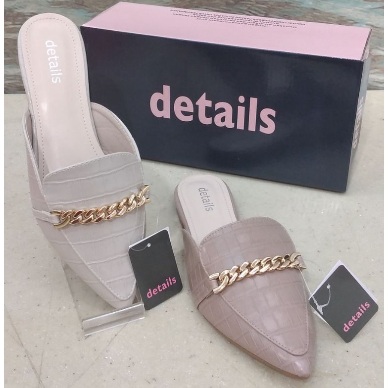 Terbaru Sandal Wanita Model Slop Motif Kulit Croco Comfort Anti Slip Details