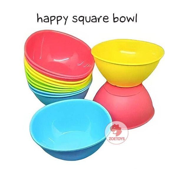 Zoetoys Happy Square Bowl | Mangkok Kotak Masker Murah Plastik | Mangkuk Korean DIY Make Up Bowl Bermain Sorting Warna