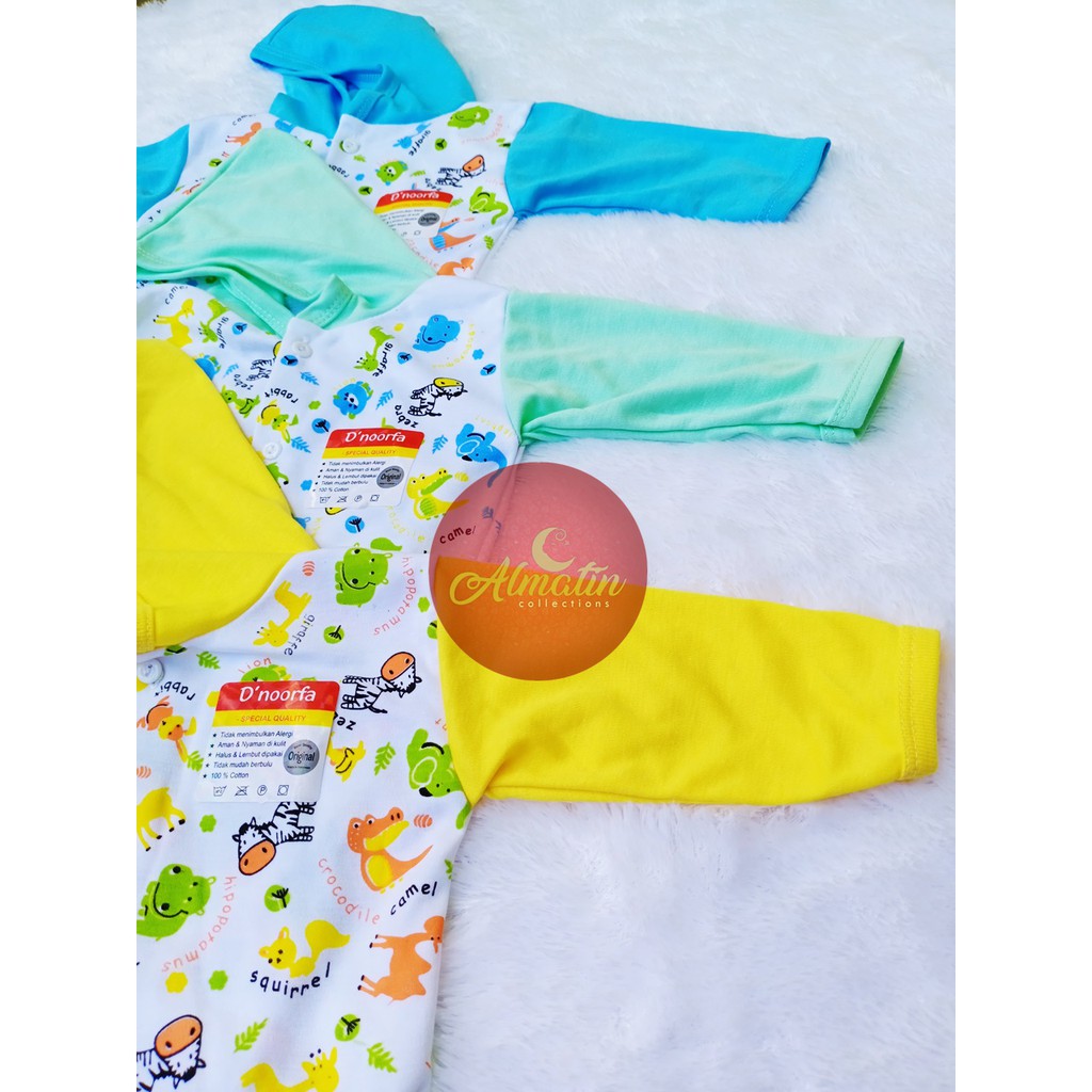 ￼ 3 Stel Baju Bayi Jumper/Jumper Bayi 0-8 Bulan Kancing Depan/Jumper Kaki Buka