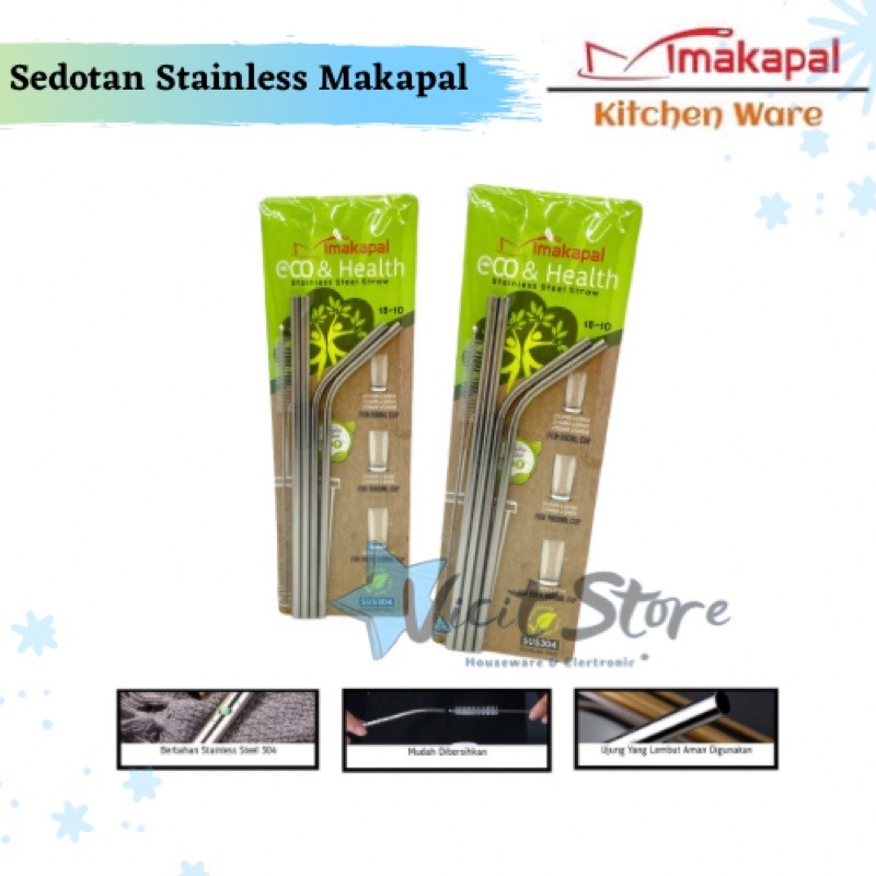 Sedotan Stainless Makapal Set 5pcs