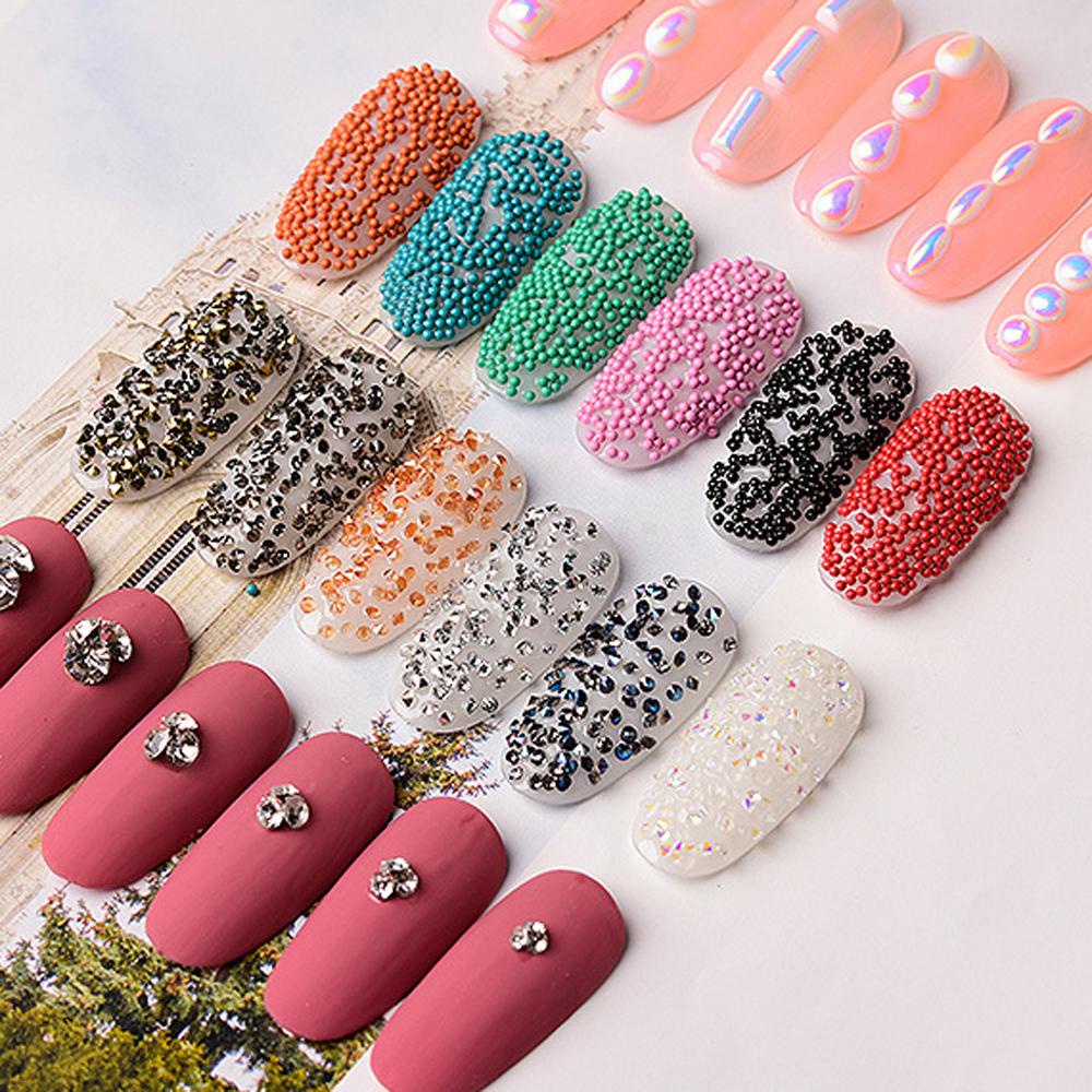 AUGUSTINA Agustina Kuku Berlian Imitasi Wanita Penyihir Jepang Manik-Manik Paku Keling Mutiara Perhiasan Kuku DIY Manicure Aksesoris