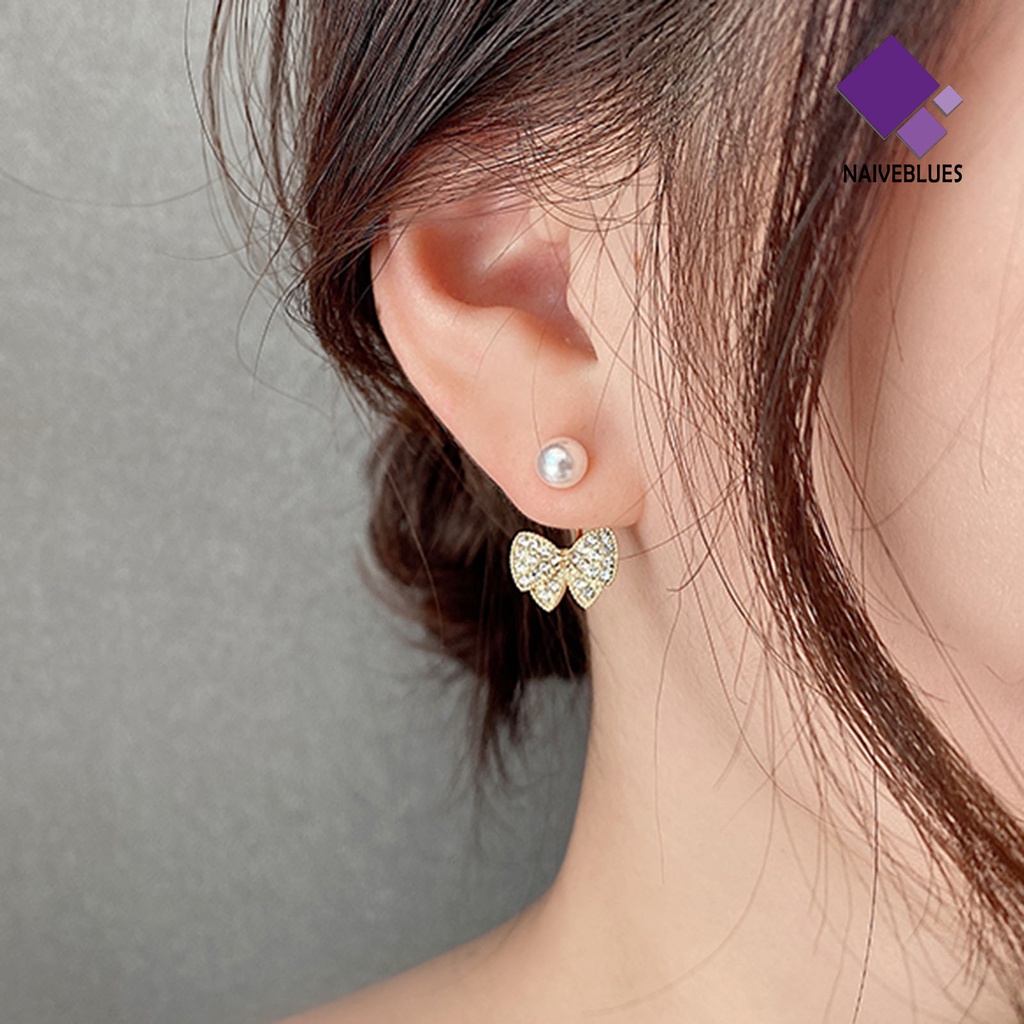 1 Pasang Anting Berlian Imitasi Bahan Alloy Untuk Wanita