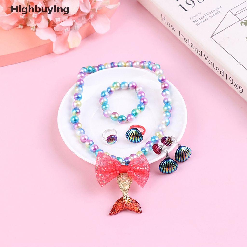 Hbid 1 Set Kalung Manik-Manik Adjustable Dengan Liontin Ekor Mermaid Untuk Anak Perempuan Glory